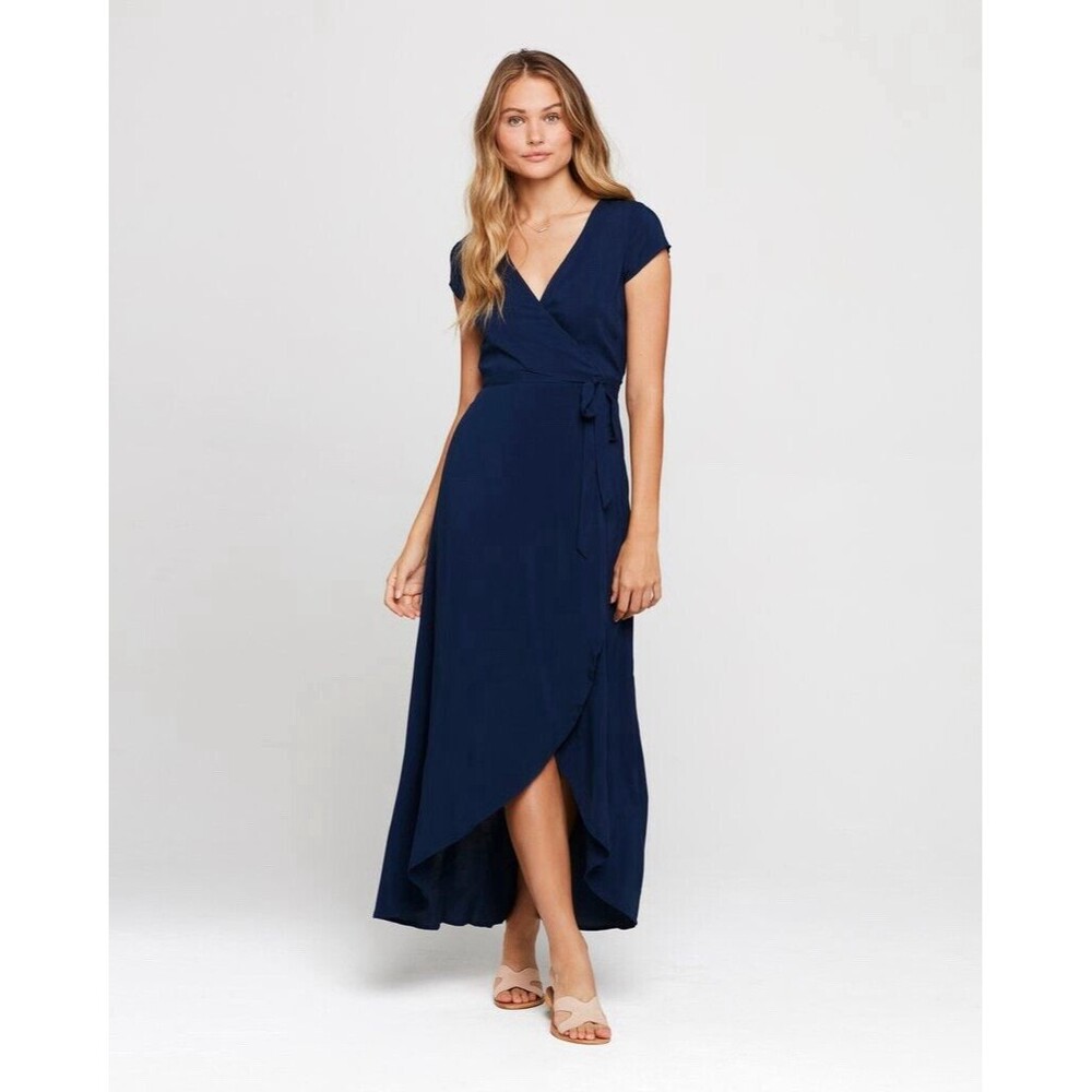 L’space XS Goa Black High Low Maxi Wrap Dress Cover Up Black Sleeveless